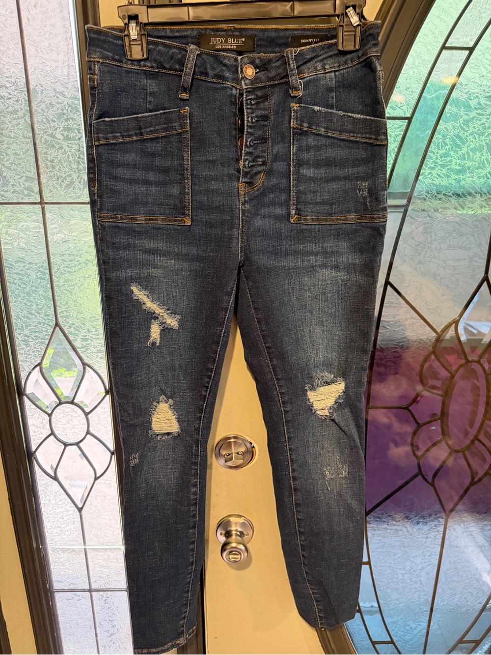 Judy Blue Dark Wash Distressed High-Rise Skinny Jeans